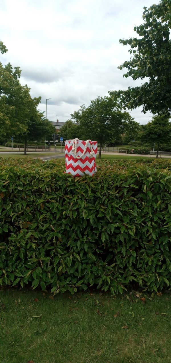 Multi-Purpose Women Tote Red and White Stripe Bag