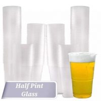 20Pcs Disposable Plastic Pint Half Pint 10oz Glasses Reusable Recyclable Cups