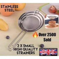 3 Tea Strainer Mesh Colander Set Food Medium Filter Small Stainless Steel Sieve
