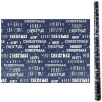 3 x 5M Christmas Gift Wrap Rolls Traditional Wrapping Paper Navy Blue