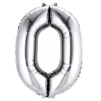 34INCH Foil Silver Number 0 Balloon