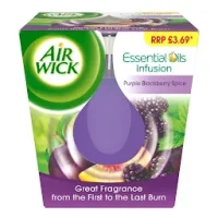 Air Wick 6 x 105g Purple Blackberry Spice Essential Oils Candle Long Lasting