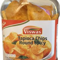 Viswas Plantain Tapioca Chips Round Spicy, 5.29 oz, Vegan, Crispy Fruit Snacks