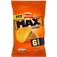Walkers Max Paprika Crisps 6 x 27g