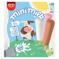 Walls Heartbrand Mini Milk Vanilla, Strawberry & Chocolate Ice Cream Lollies 10 x 35ml