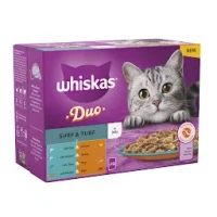Whiskas 1+ Adult Wet Cat Food Duo Surf & Turf in Jelly 12 x 85g Pouches