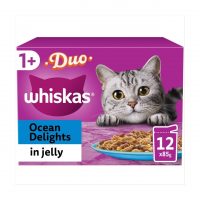 Whiskas ? 1+ Duo Ocean Delights Adult Wet Cat Food Pouches in Jelly ? 12 x 85g